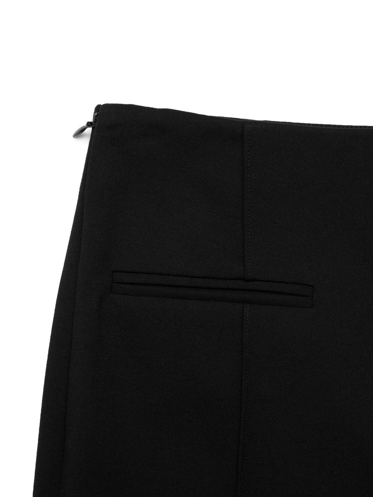 MO&Co. Women's Side Slits Detail Flared Pants Fitted Casual Stylish Black Pants