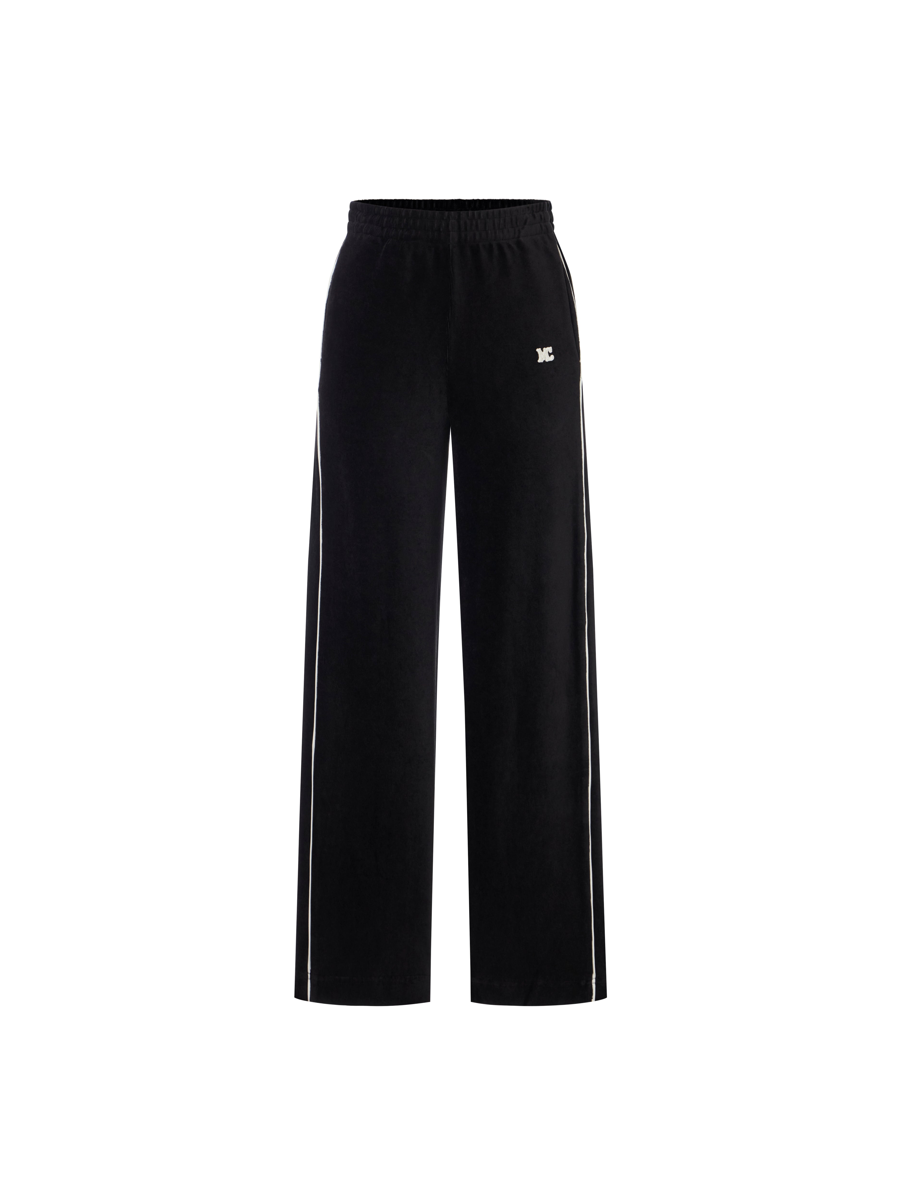 MO&Co. Women's Contrast Straight Leg Casual Pants Loose Casual Black Pants Women