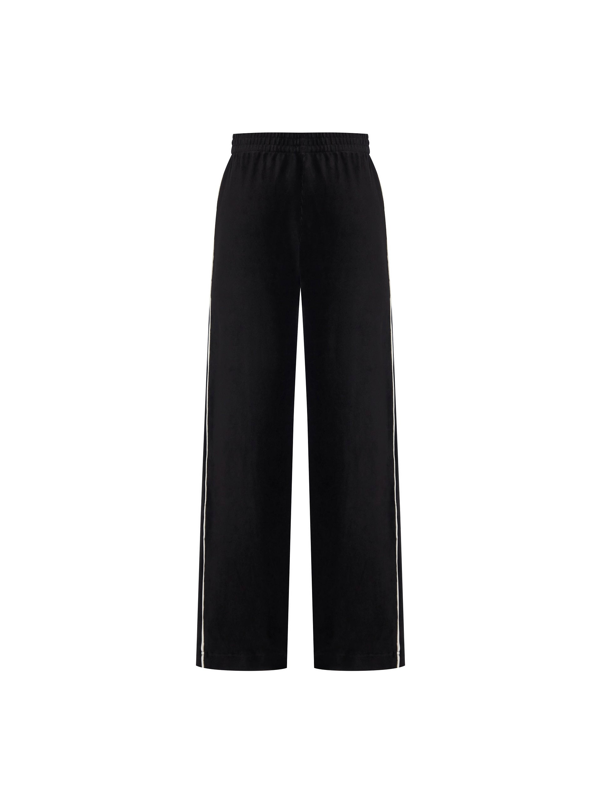 MO&Co. Women's Contrast Straight Leg Casual Pants Loose Casual Black Pants Women