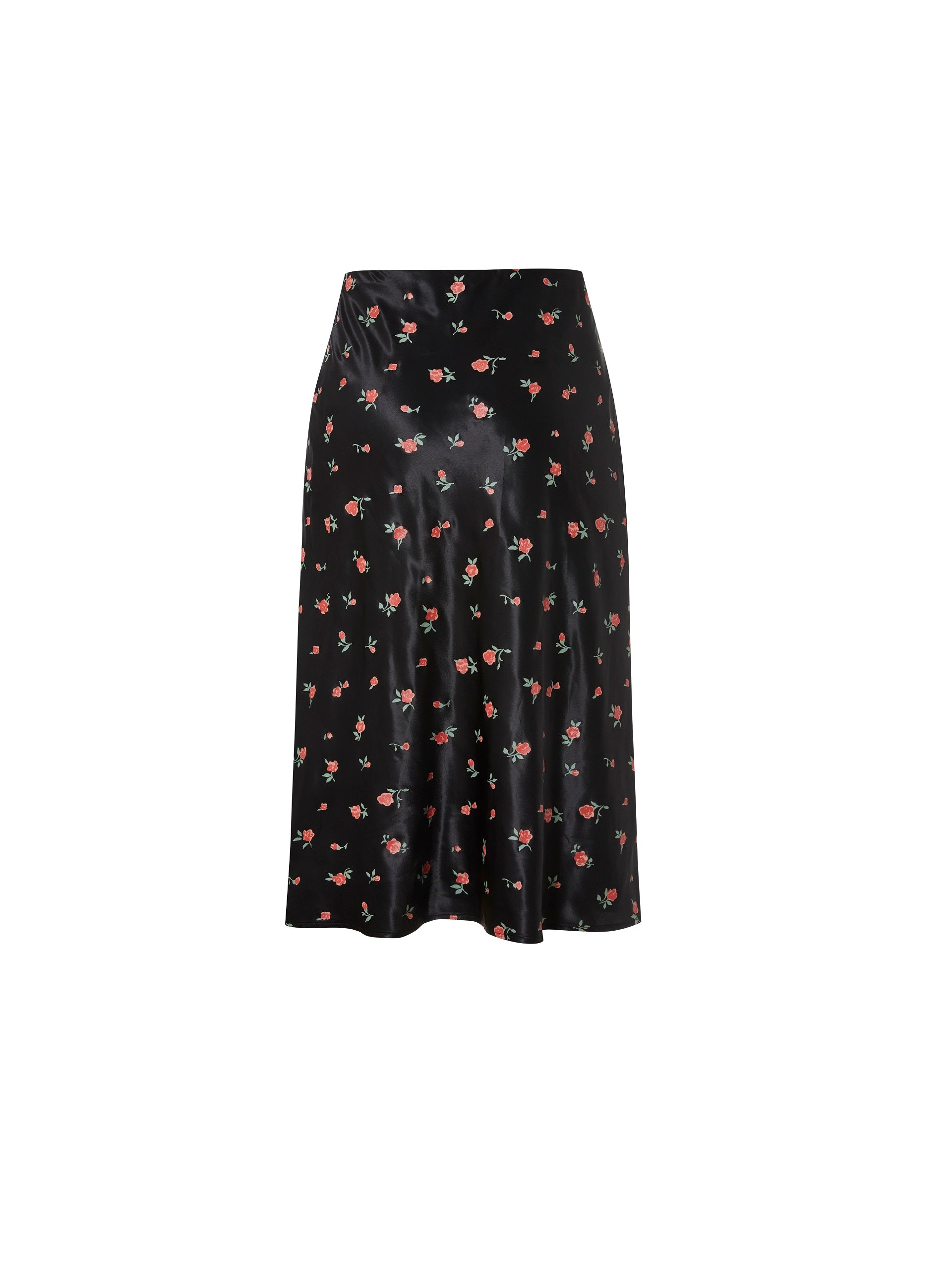 MO&Co. Women's Rose Print Slit Skirt Fitted Chic Floral Midi Skirt