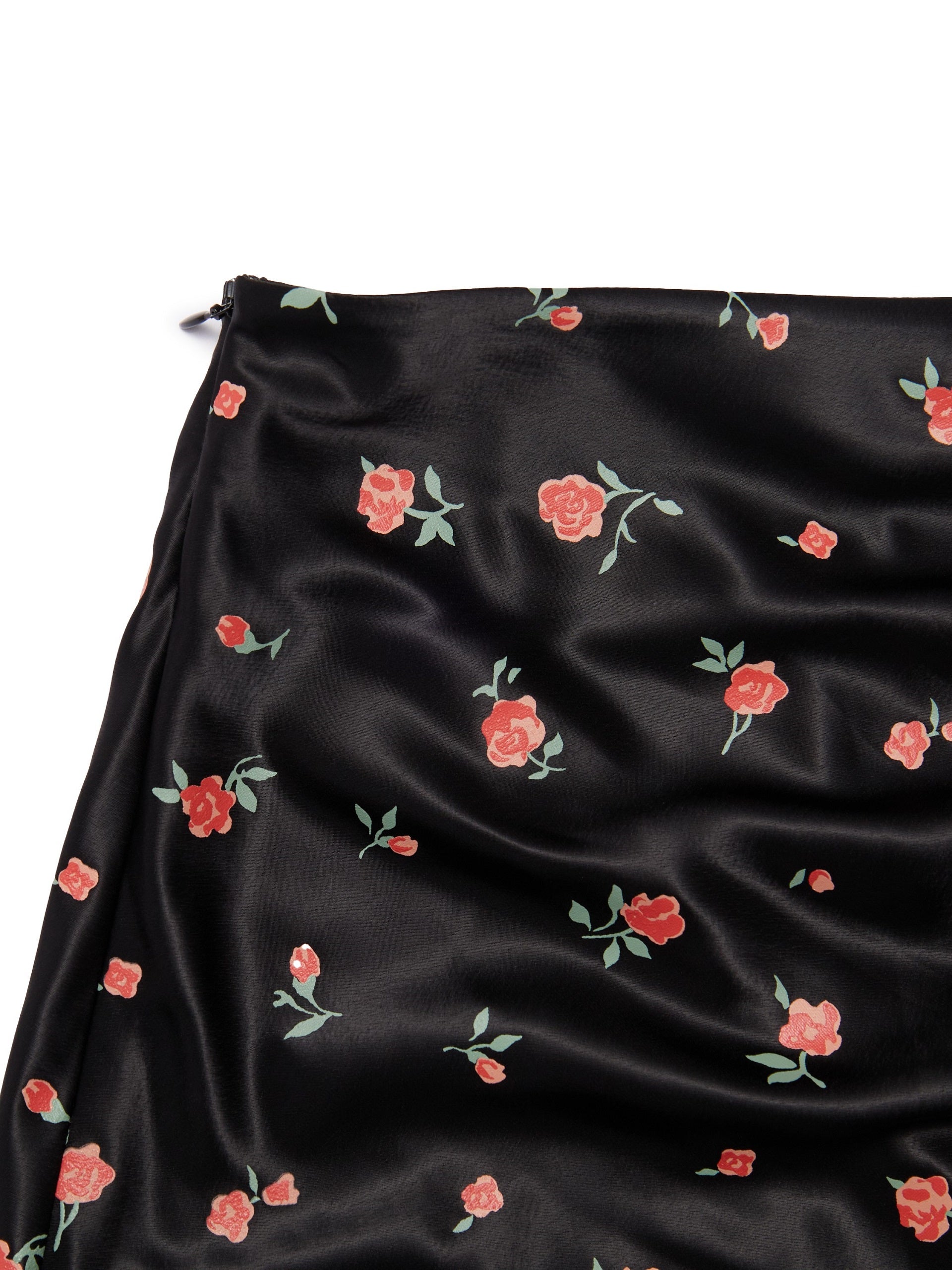 MO&Co. Women's Rose Print Slit Skirt Fitted Chic Floral Midi Skirt