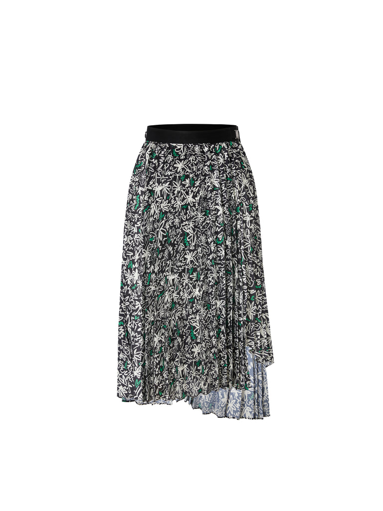 MO&Co. Women Pleated Irregular Print Loose Casual Skirt For Women