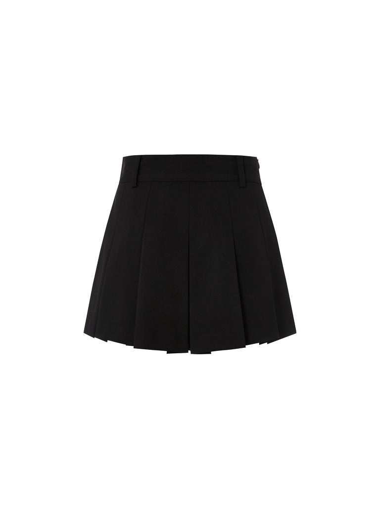 MO&Co. Women's High Waist Pleated Culottes Fitted Chic  Little Black Dress