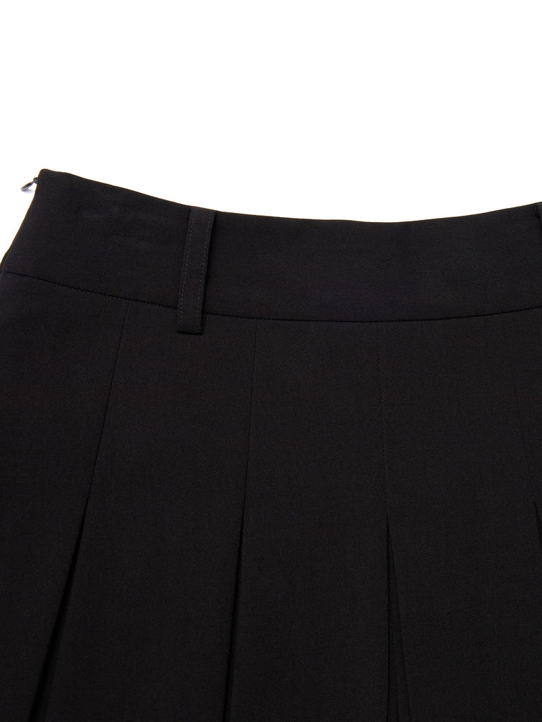 MO&Co. Women's High Waist Pleated Culottes Fitted Chic  Little Black Dress
