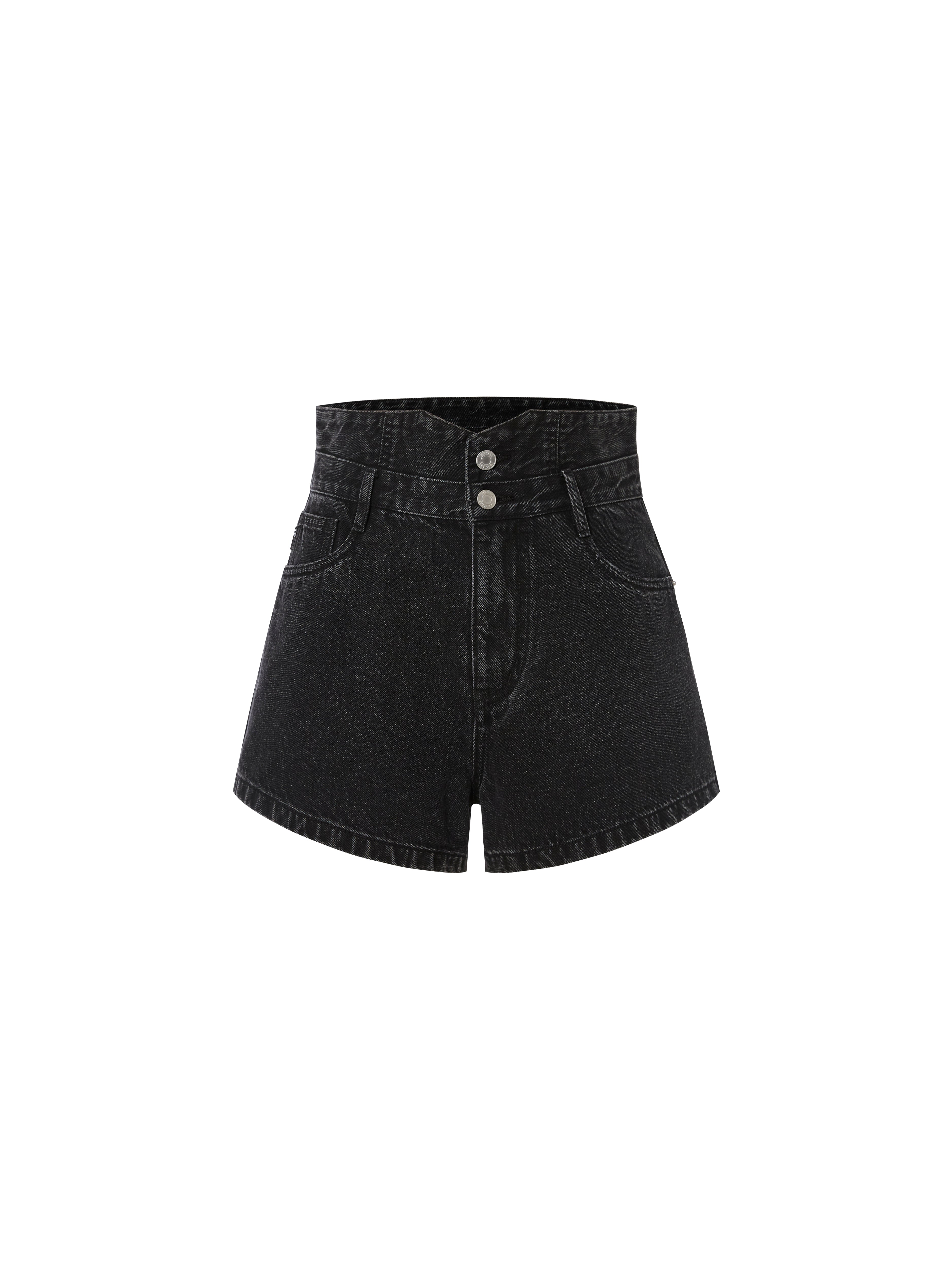 MO&Co. Women High Waist Denim Shorts Fitted Casual Shorts For Women