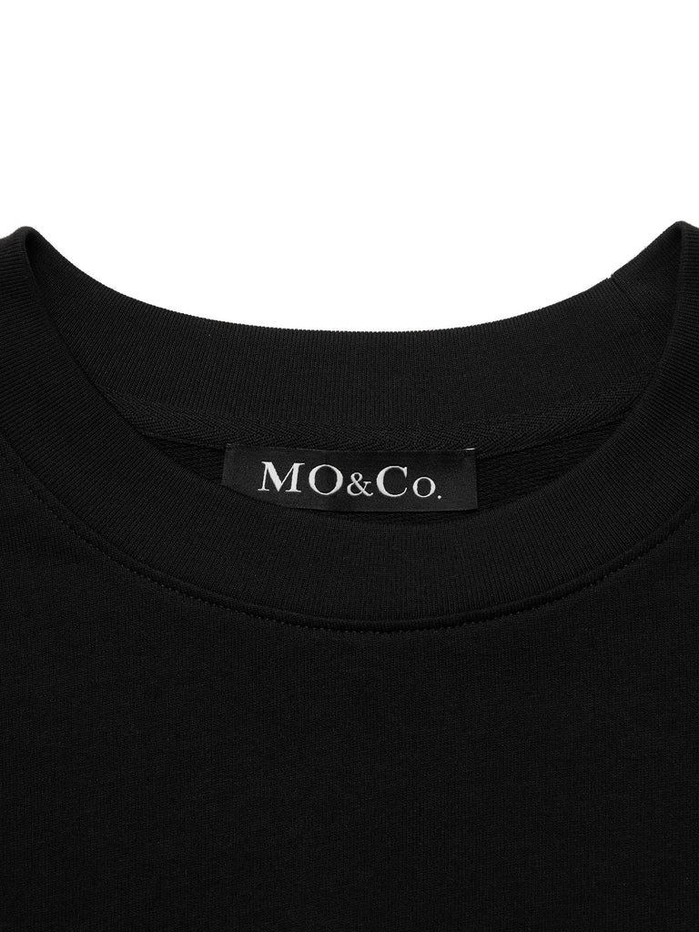 MO&Co. Women's Deconstructed Cotton Sweatshirt Fitted Casual sweater shirt