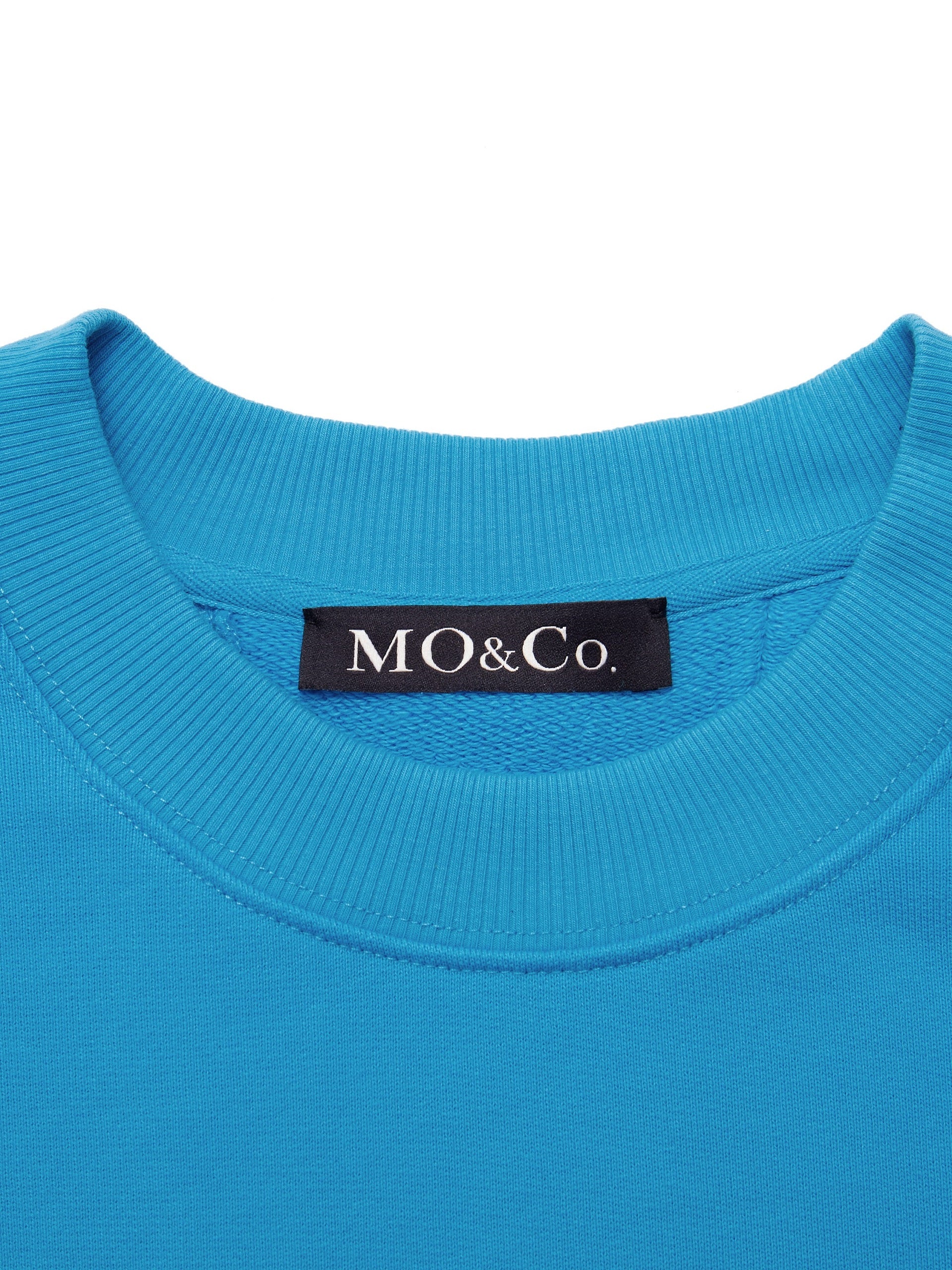 MO&Co.Women's Cut Back Slit Cotton Sweatshirt Loose  Casual Round Neck Sweater Shirt