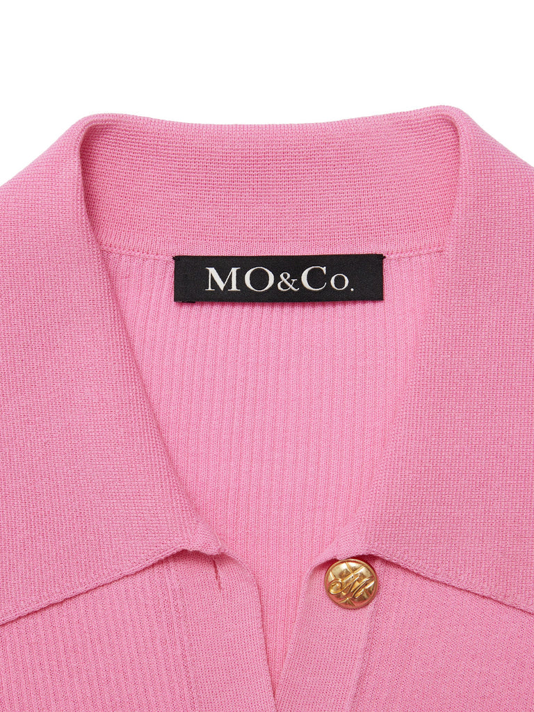 MO&Co. Women Crop Top in Bodycon Knit Fitted Casual V Neck Casual Tops Women