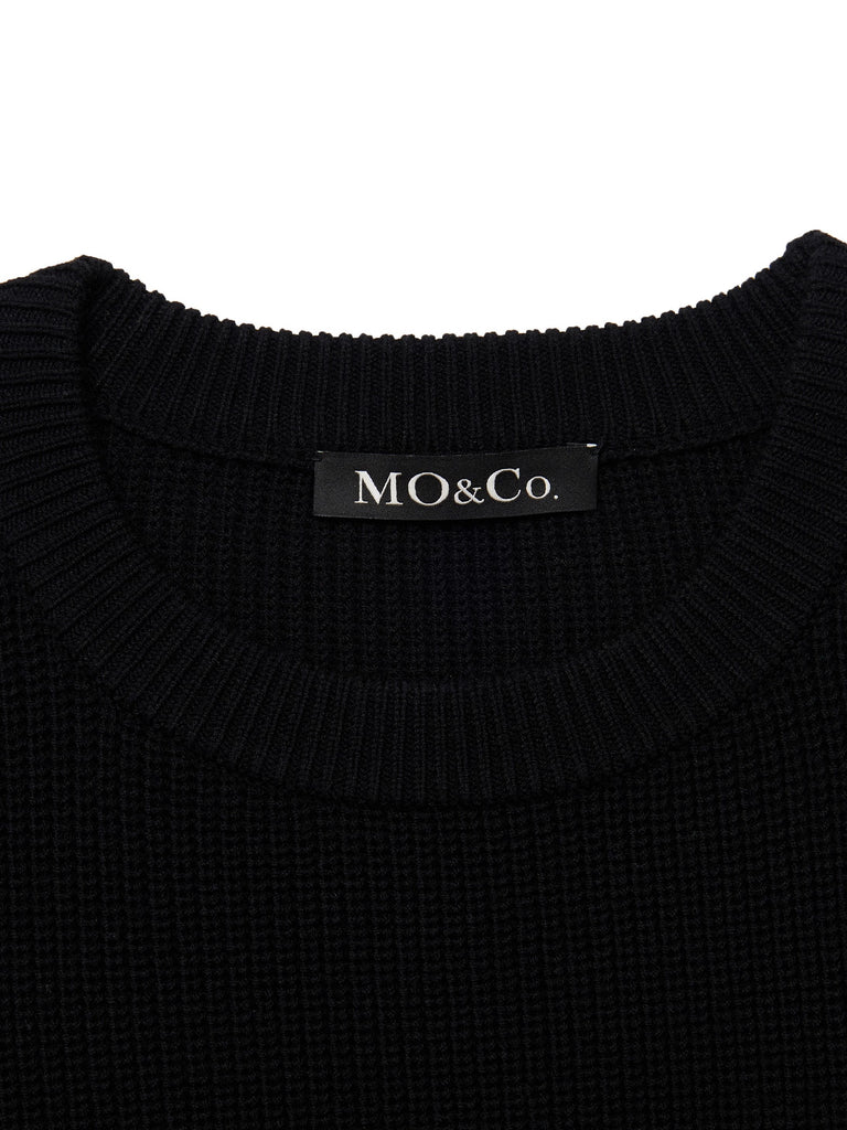 MO&Co. Women's Drop Shoulder Knit Pullover Loose Casual Loose Cotton Tops