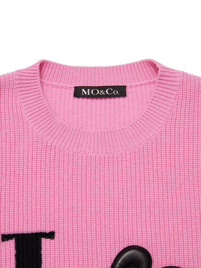 MO&Co. Women's Wool Drop Shoulder Knit Pullover Loose Causal Round Neck Ladies Sweater