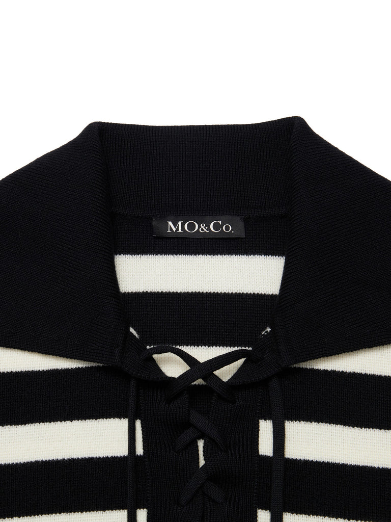 MO&Co. Women's Wool Striped Knit Pullover Loose Casual Ladies Sweater
