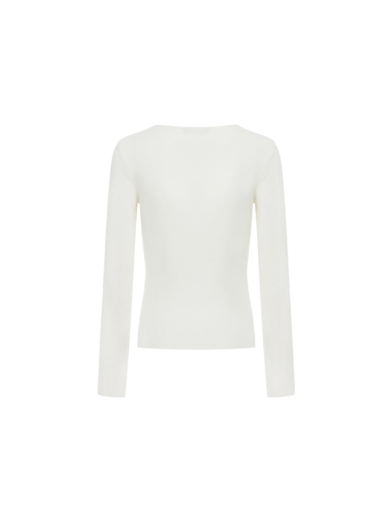 MO&Co. Women's Square Neck Slim Fit Knit Top Fitted Chic  White Tops For Women