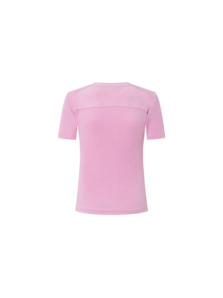 MO&Co. Women's Triacetate T-shirt with Padded Shoulders Fitted Casual pink t-shirts