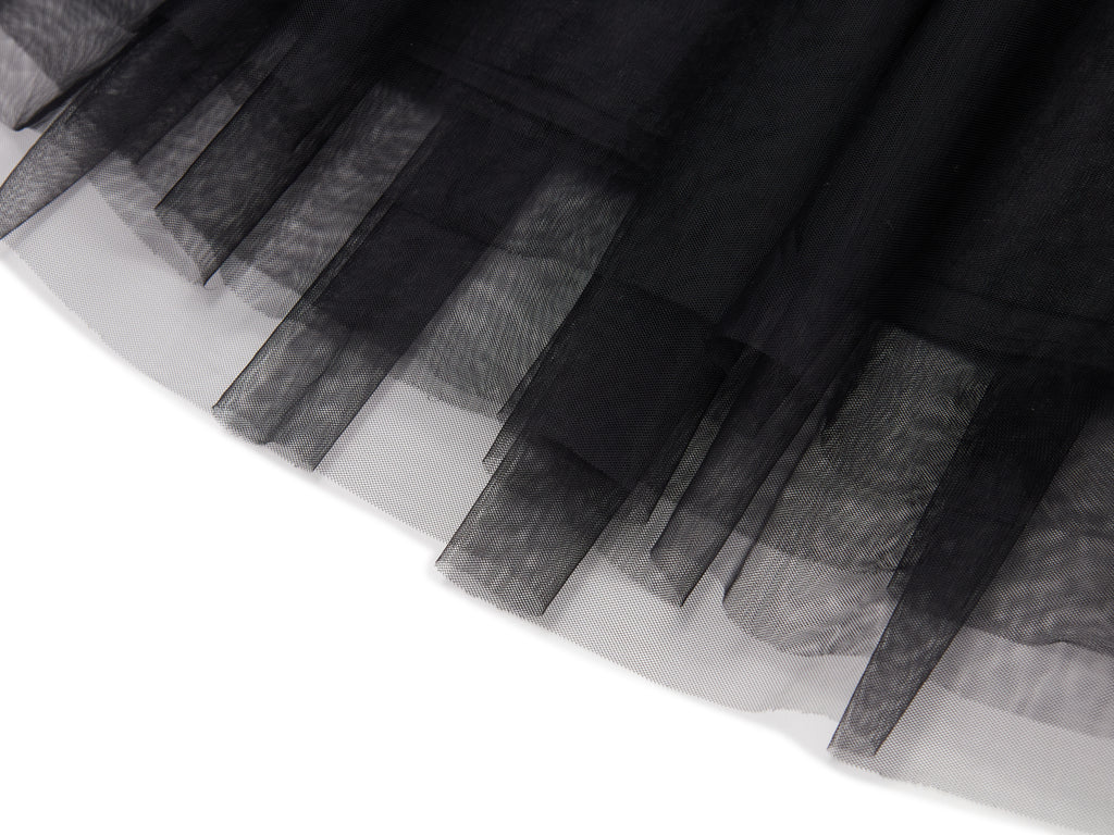 Short Sleeves Splicing Slanted Placket Midi Dress in Black