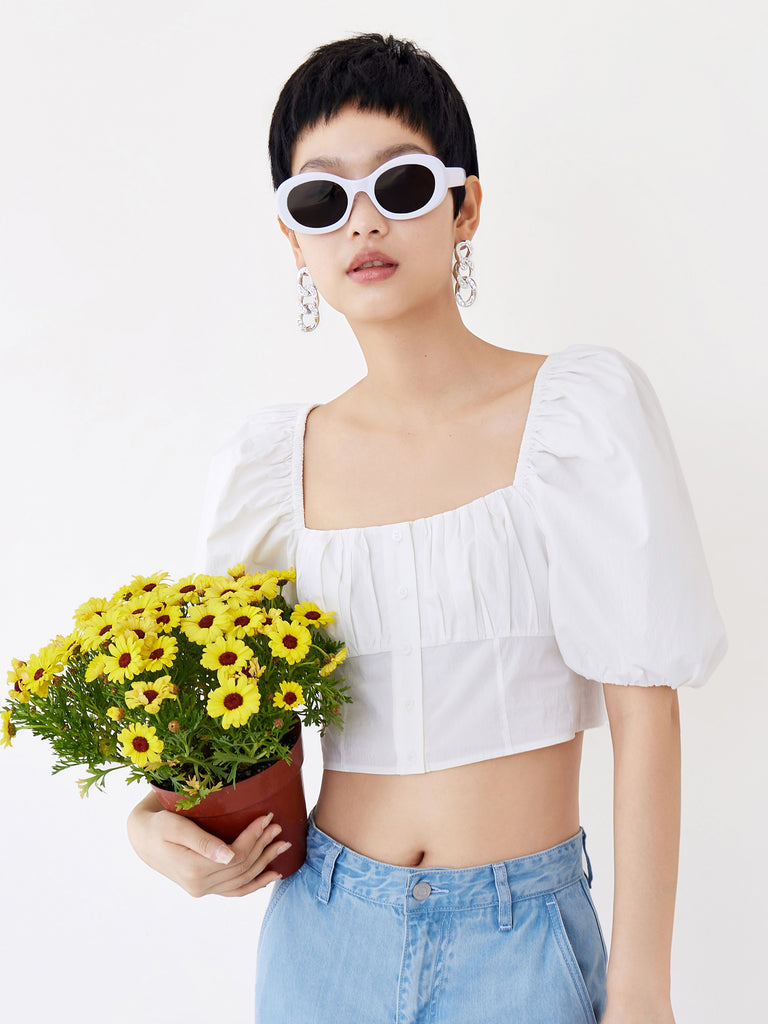 Puff Sleeve Cropped Top MBB2TOPT16