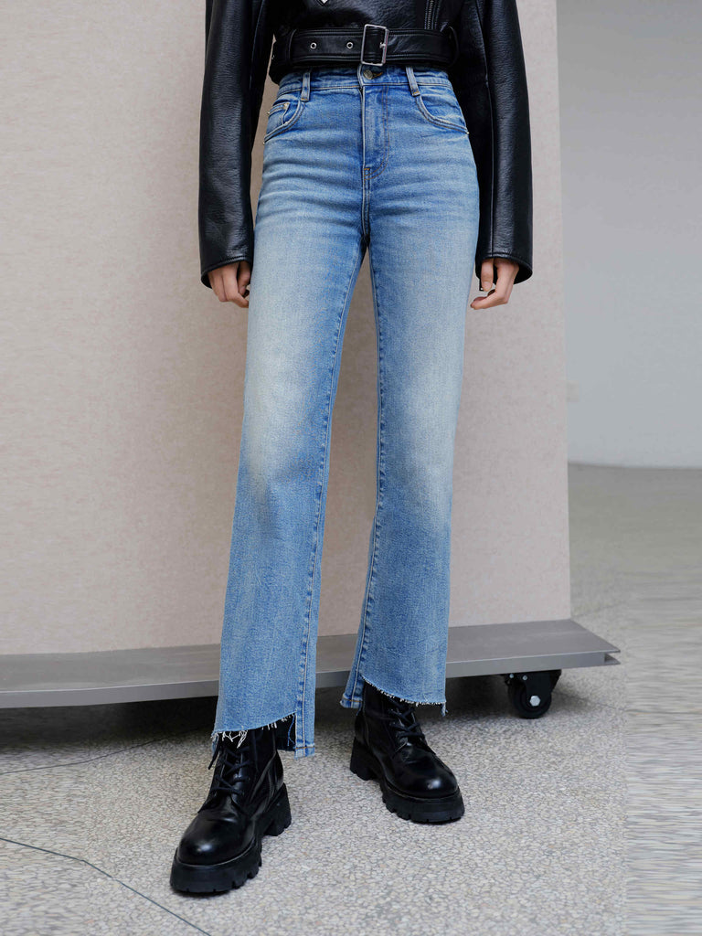  Asymmetric Ankle Jeans in Cotton