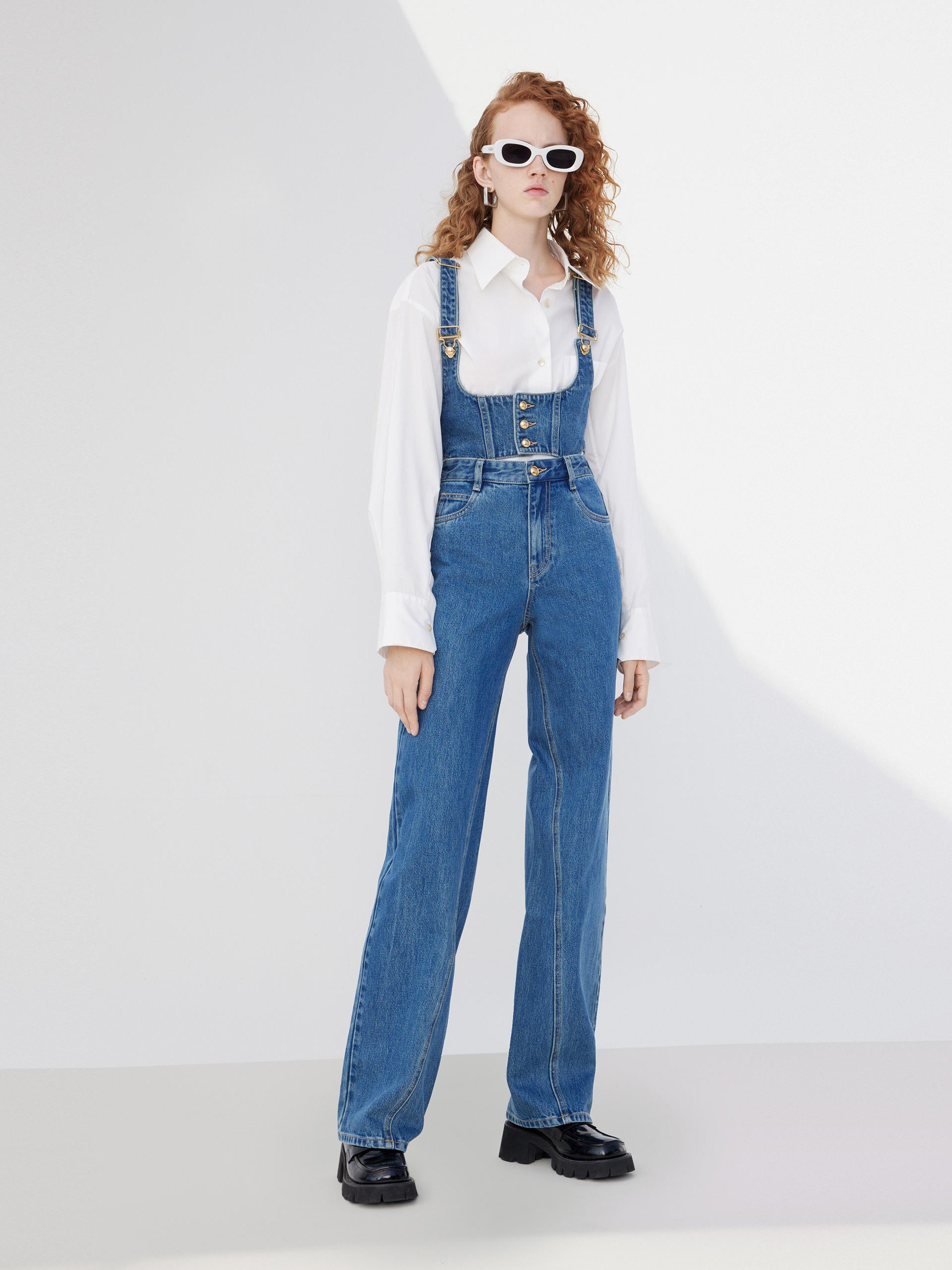 Detachable Two Piece Blue Denim Jumpsuit