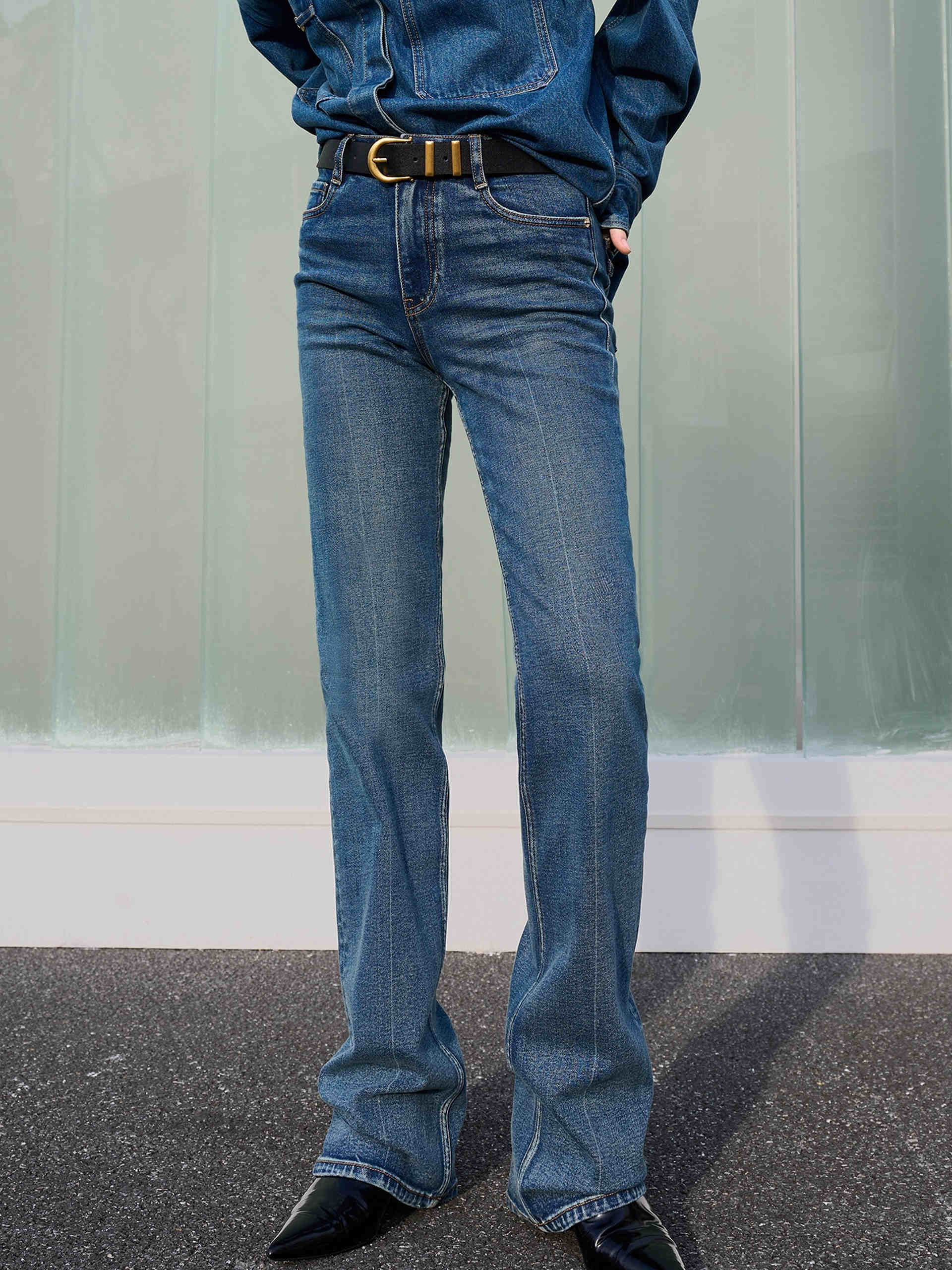 Straight and Flared Full Length Vintage Blue Jeans