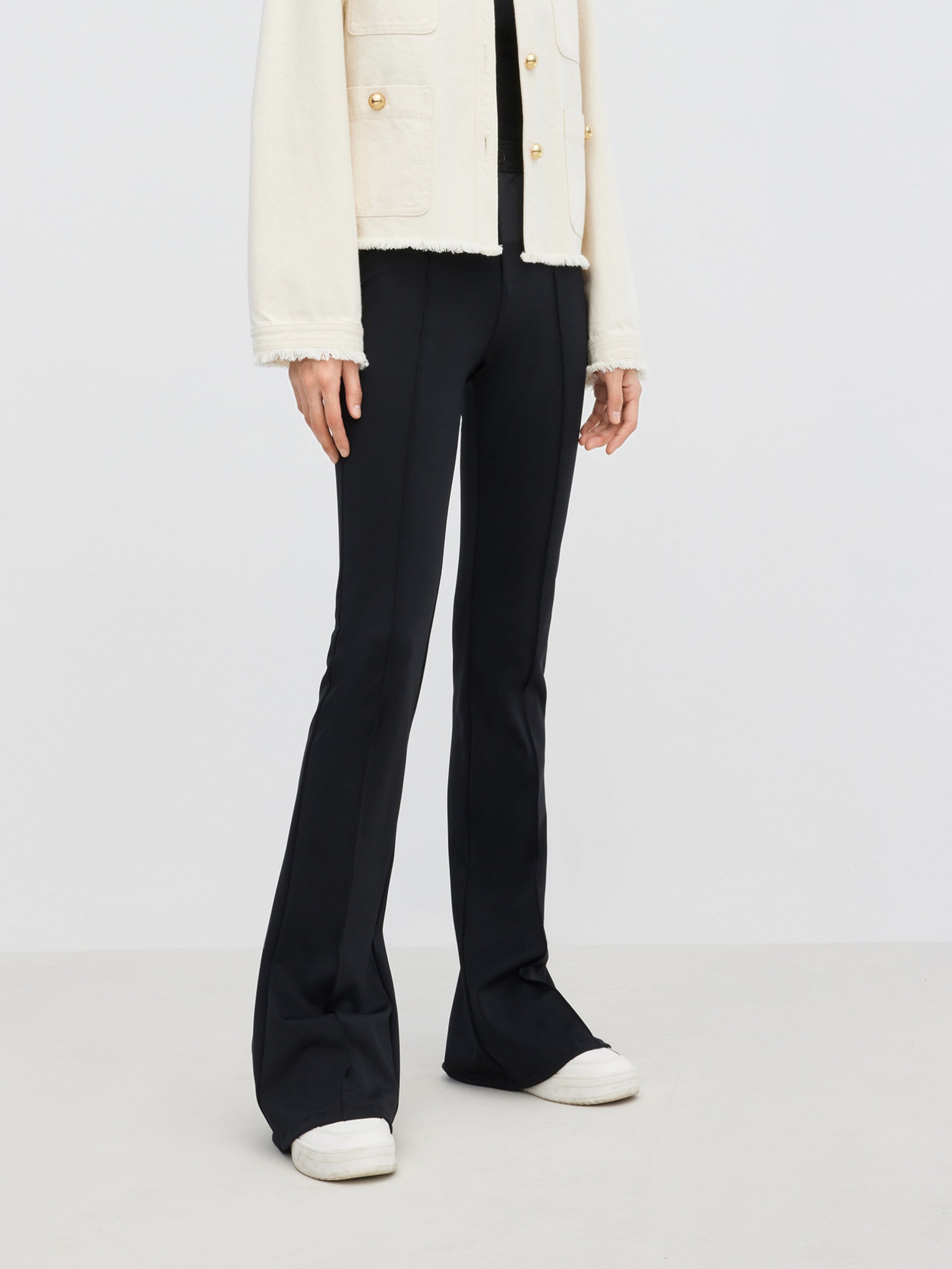 Tailored Full-length Flared Black Trousers