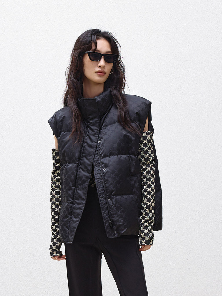 Quilted Jacquard Down Vest Jacket