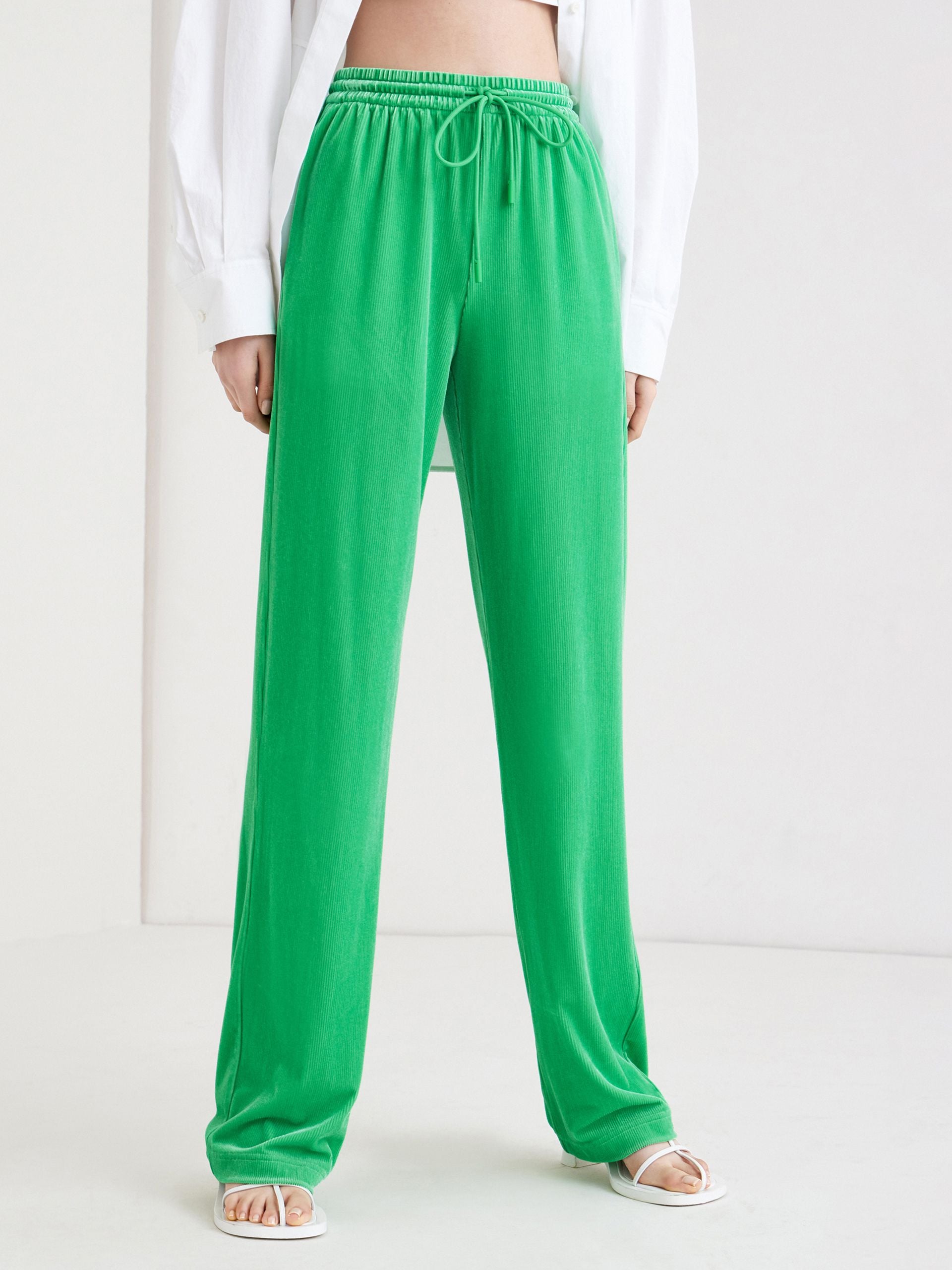 Women's Drawstring Straight Leg Causal Pants in Green