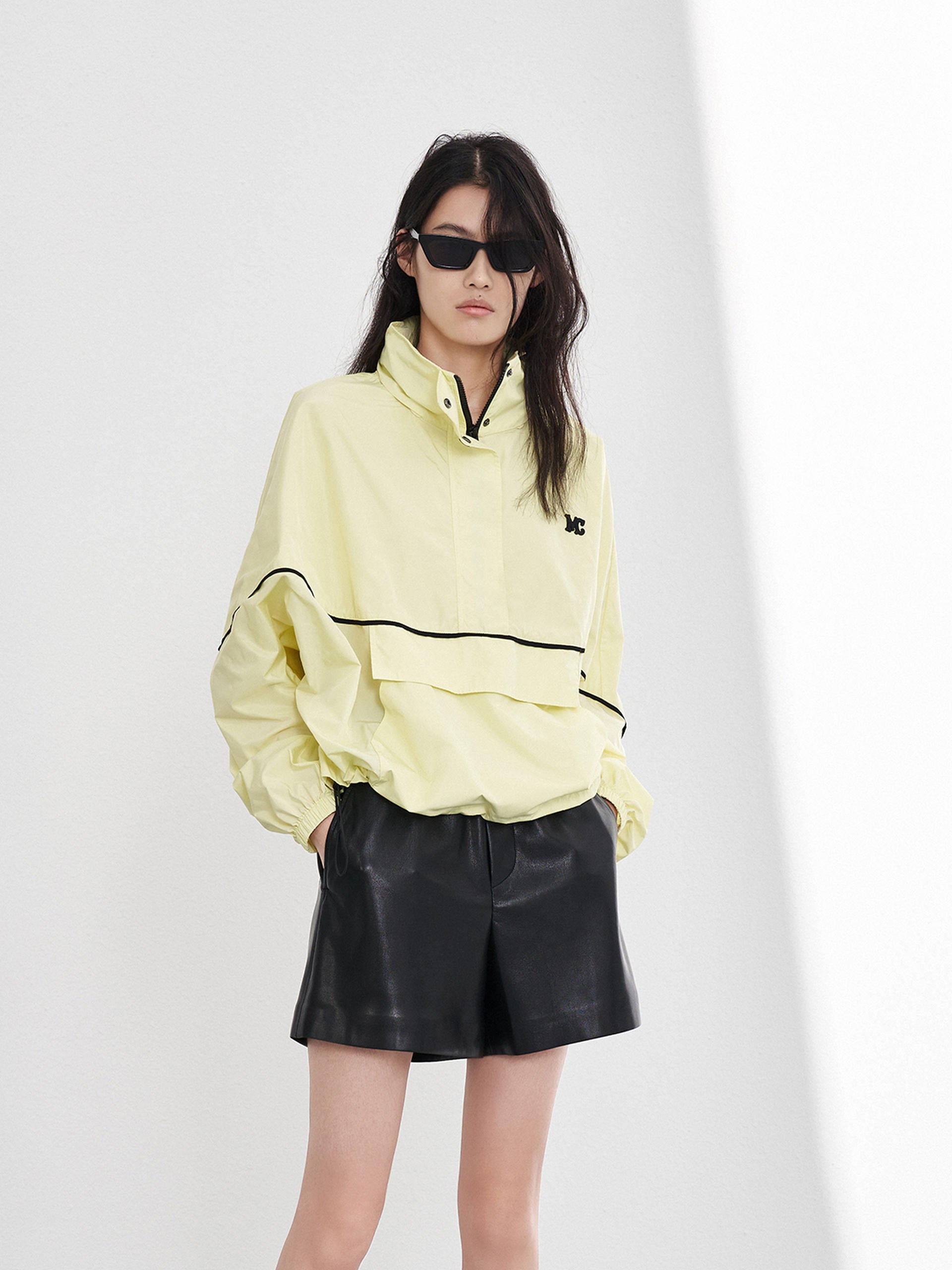 Women's Contrast Hooded Gorpcore Jacket in Yellow