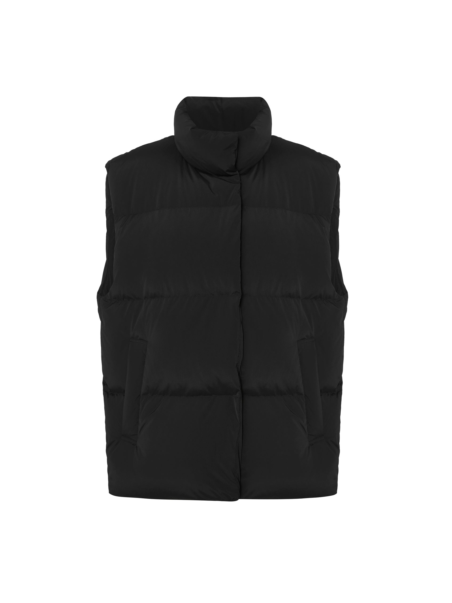 Duck Down Feather Quilted Vest in Black