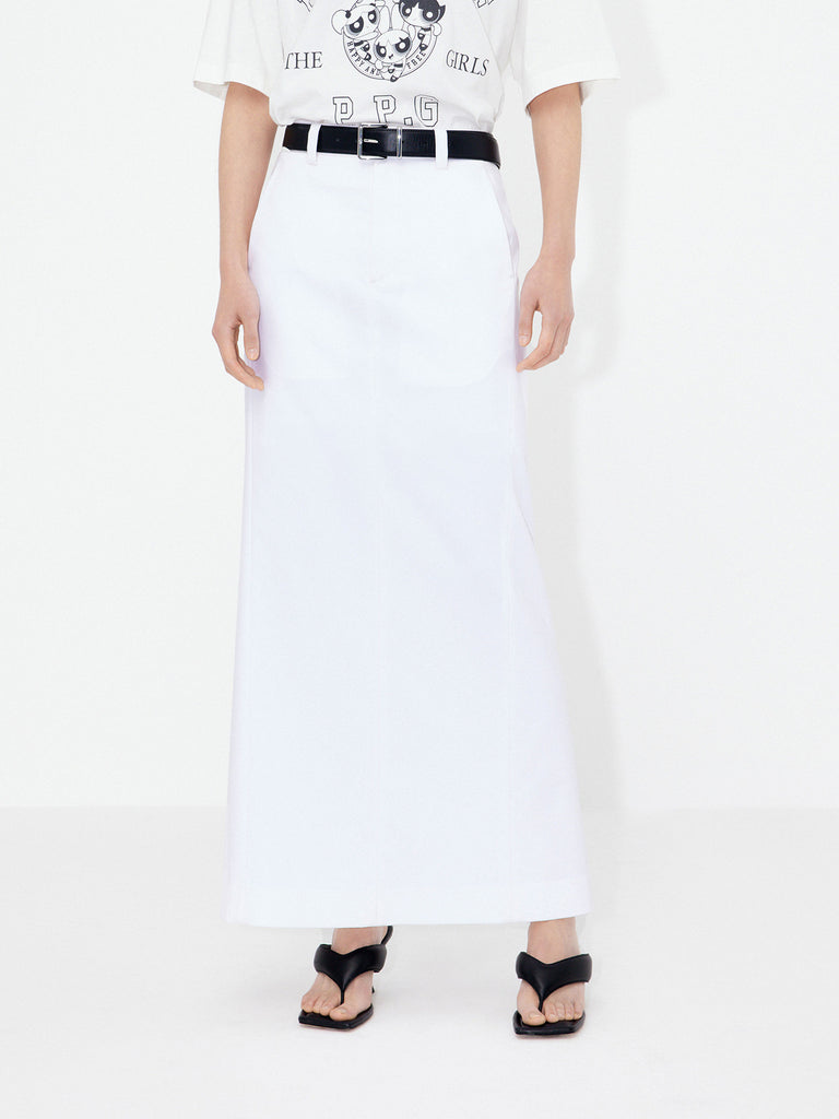 MO&Co. Women's Back Slit Mid-rise Maxi Skirt in White