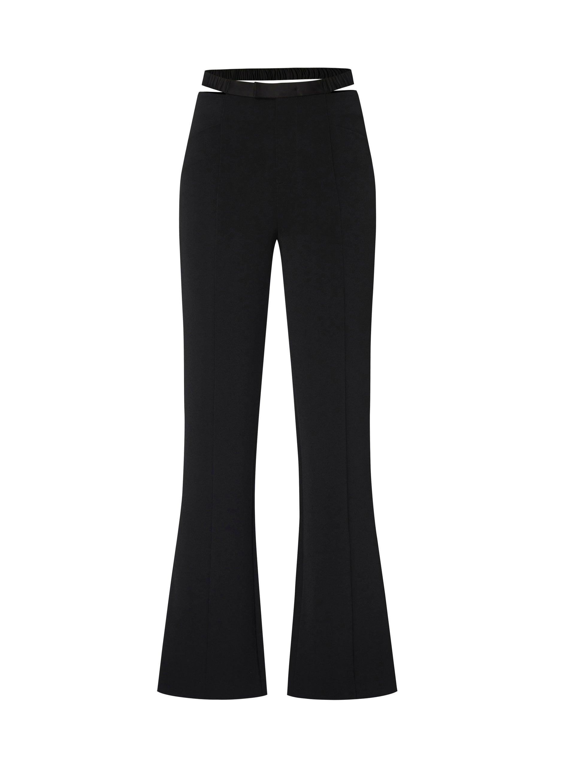 Cutout Waistband High Rise Flared Black Pants