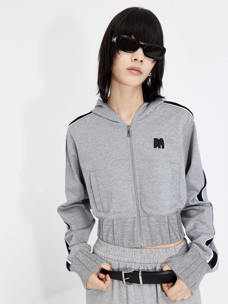Women's Cropped Athleisure and Causal Hoodie Jacket in Grey