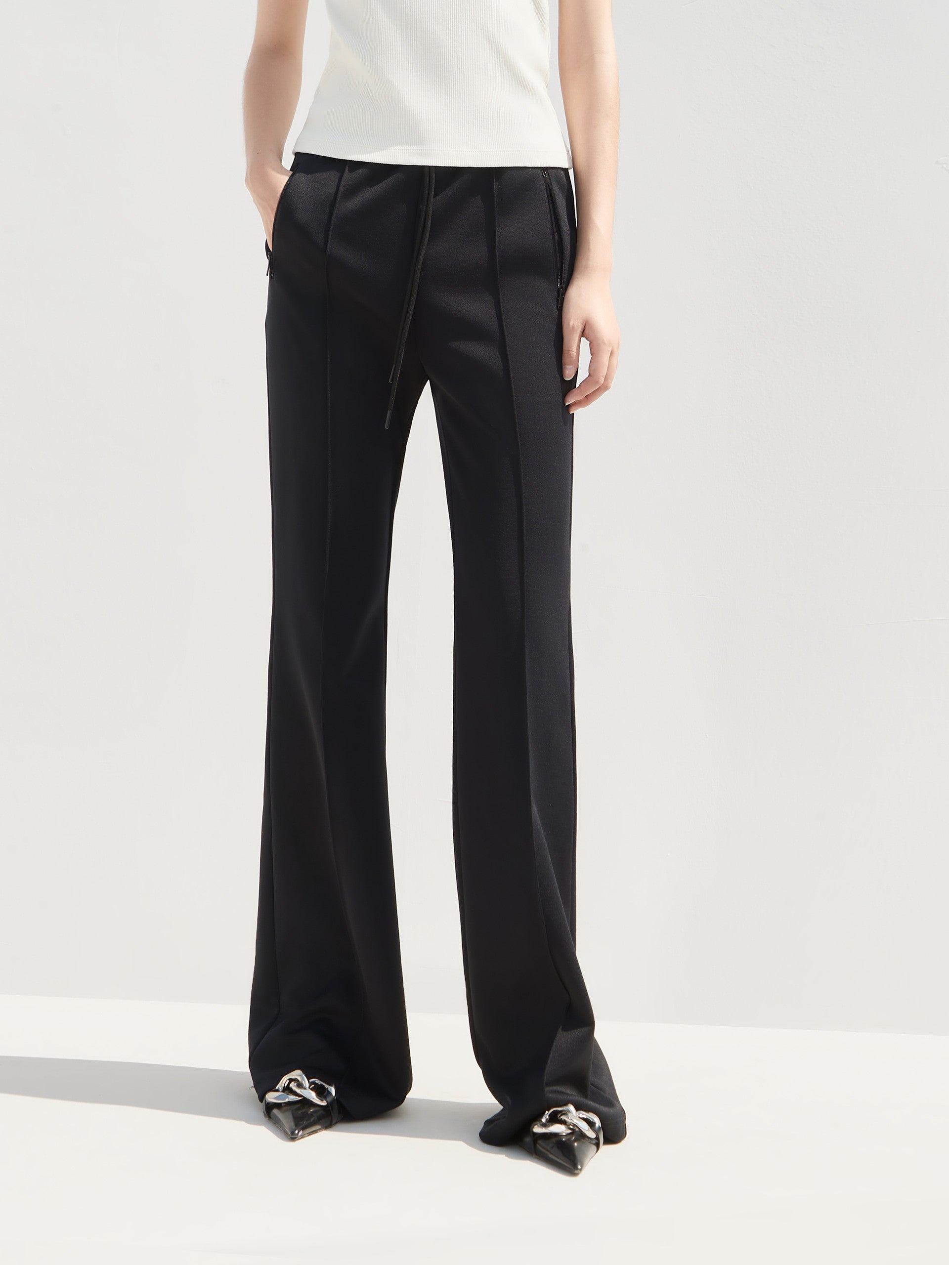 Elasticated waistband Casual Pants in Black