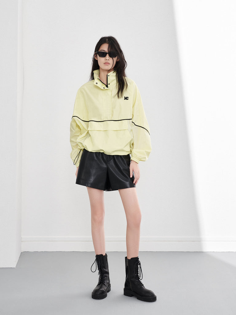 Women's Contrast Hooded Gorpcore Jacket in Yellow