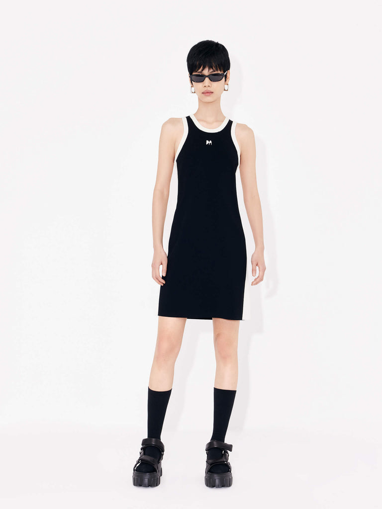 MO&Co. Women's Contrasting Trim Casual Black Tank Mini Dress