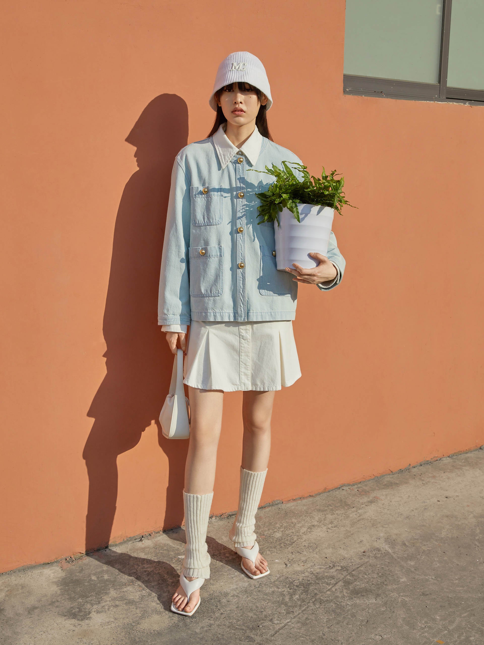 Front Pockets Light Blue Washed Denim Jacket