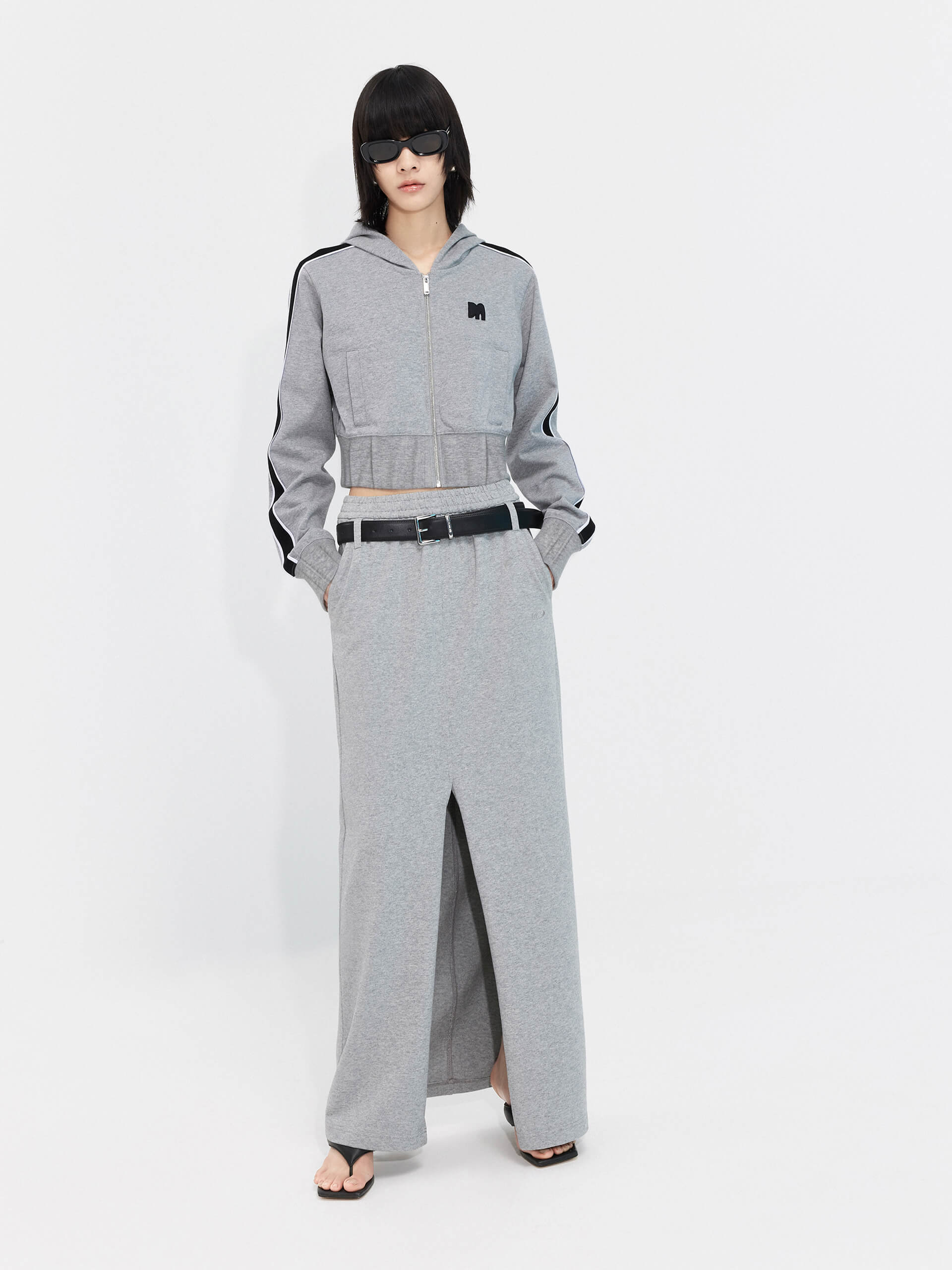 Women's Cropped Athleisure and Causal Hoodie Jacket in Grey