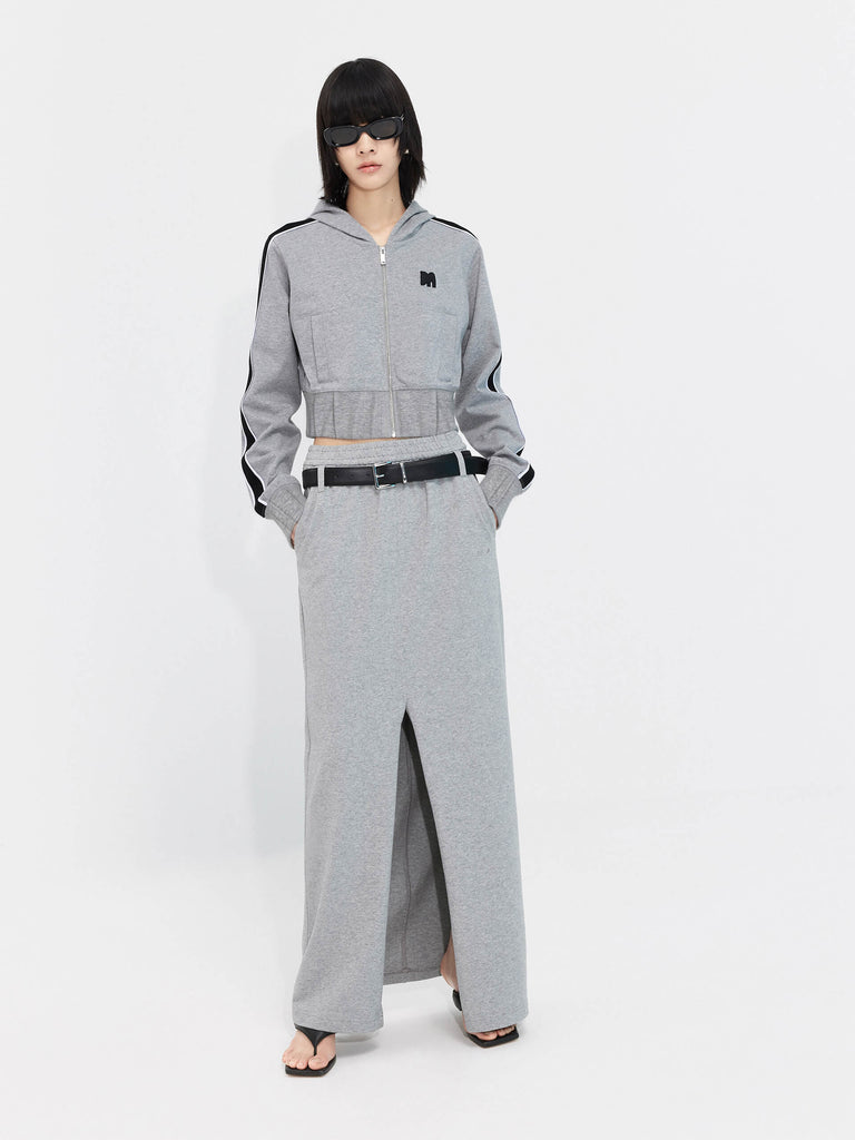 Women's Cropped Athleisure and Causal Hoodie Jacket in Grey