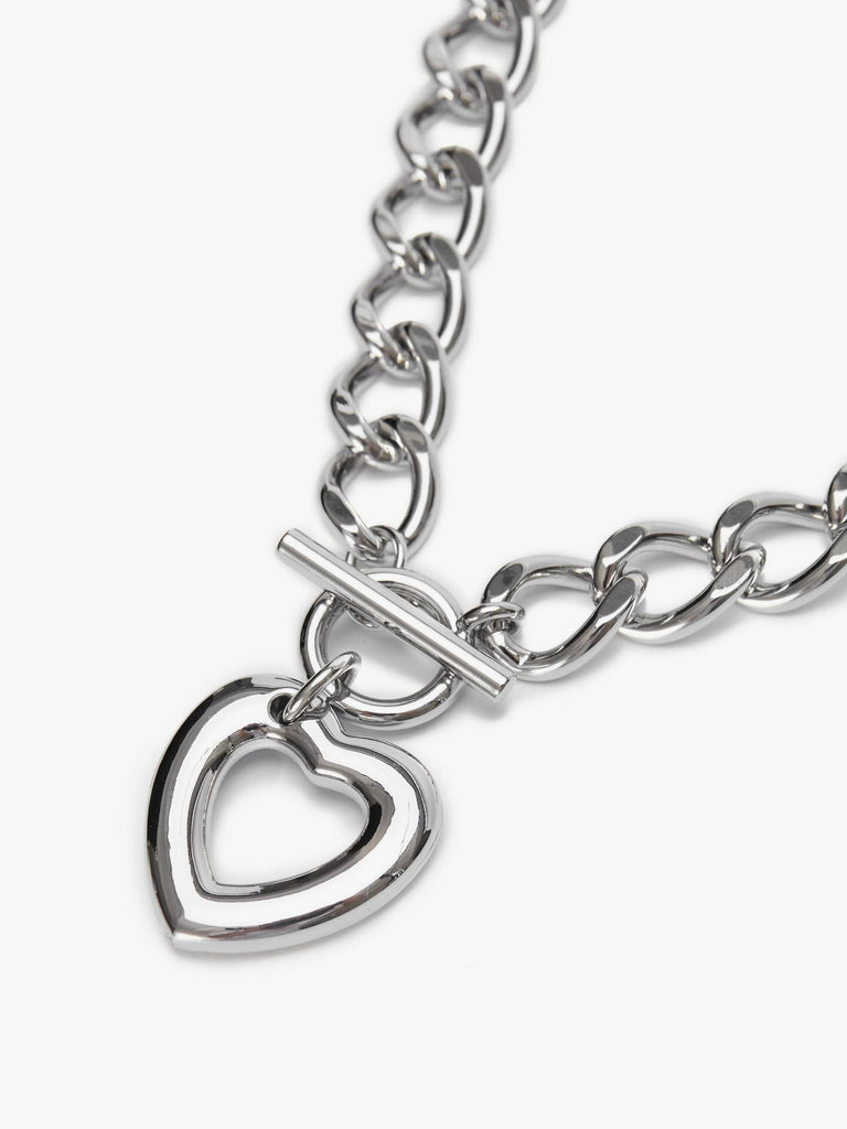 Chunky Heart Necklace in Sliver Color