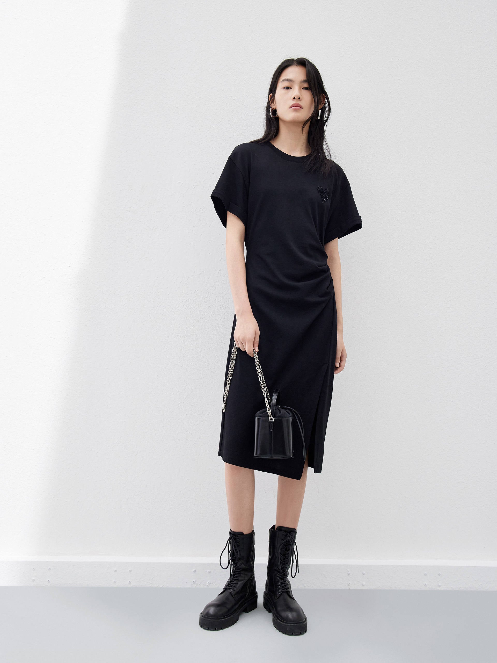 MO&Co. Women's Pleated Sequin Details Dress Black Size S MO&Co. Women's Pleated Sequin Details Dress Black Size S