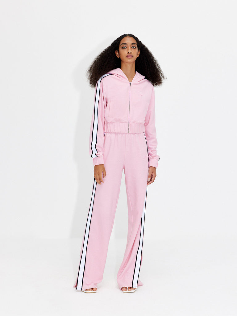 Women's Cropped Athleisure and Causal Hoodie Jacket in Pink