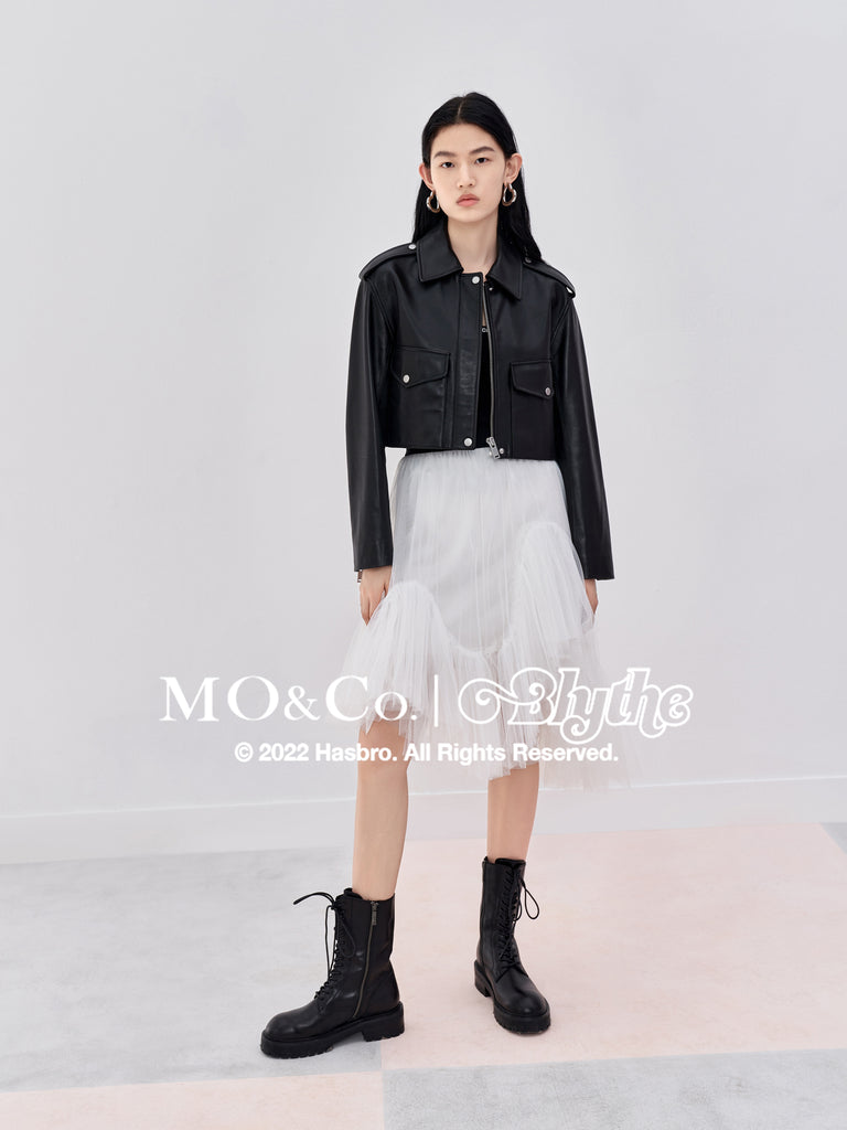 MO&Co.｜Blythe Collaboration Irregular Elastic Skirt Loose Casual  Black Skirt