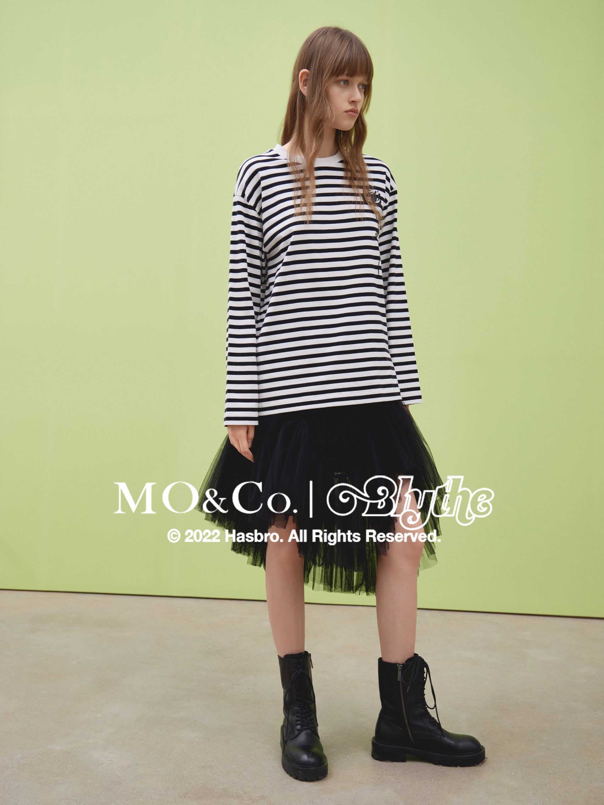 MO&Co.｜Blythe Collaboration Irregular Elastic Skirt Loose Casual  Black Skirt