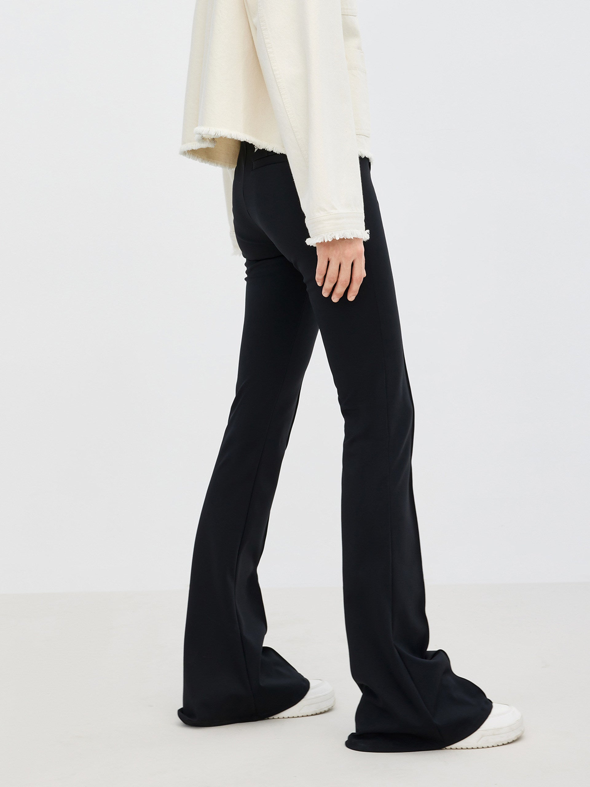 Tailored Full-length Flared Black Trousers