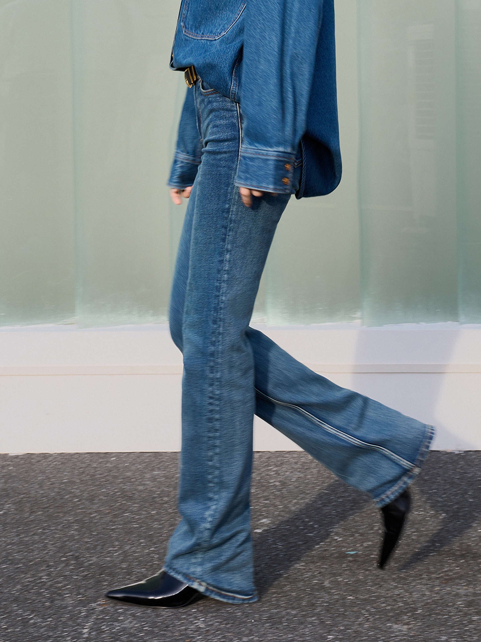 Straight and Flared Full Length Vintage Blue Jeans