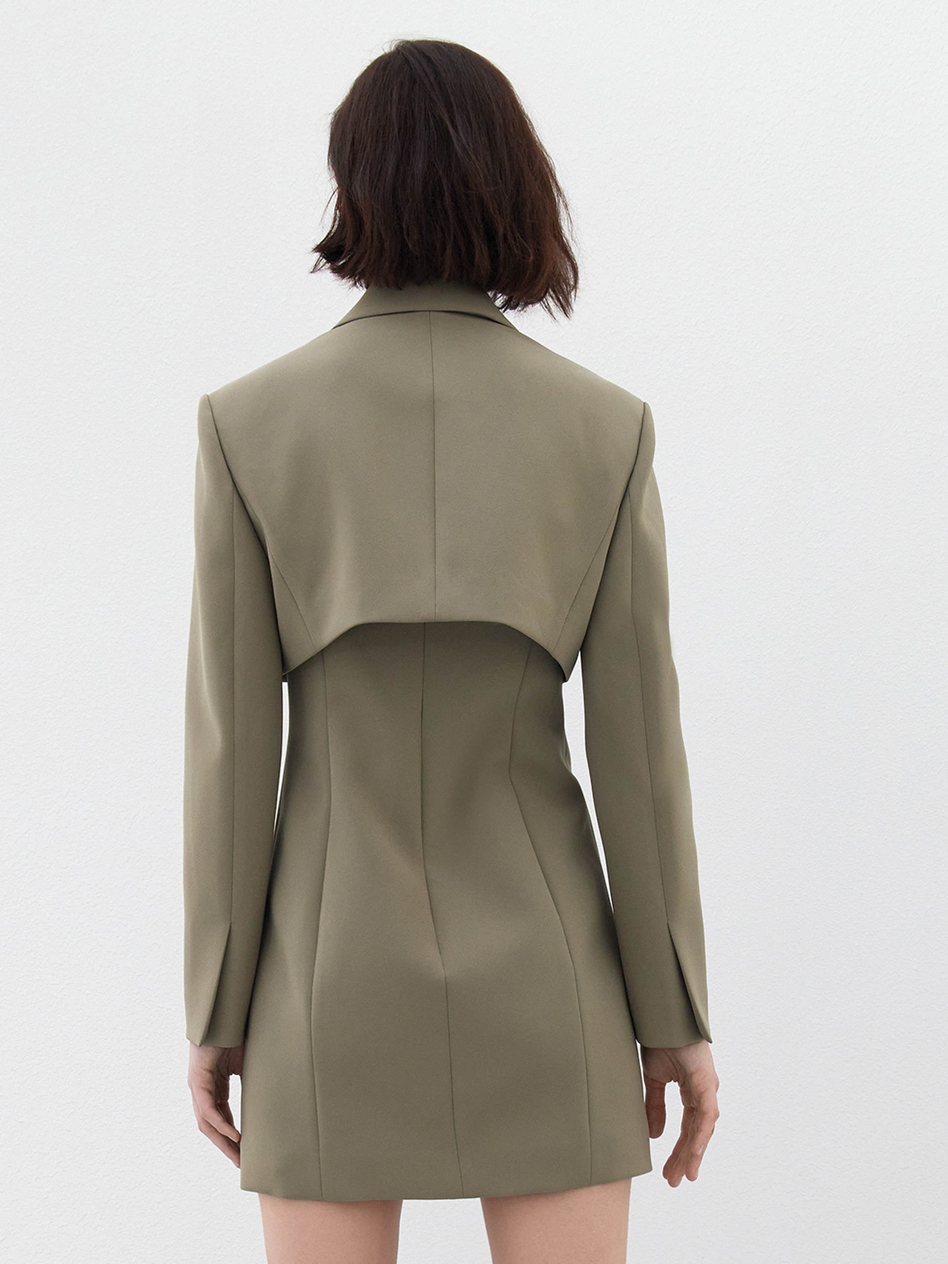 Two-Piece Slim Fit Blazer Day to Night Olive Dress