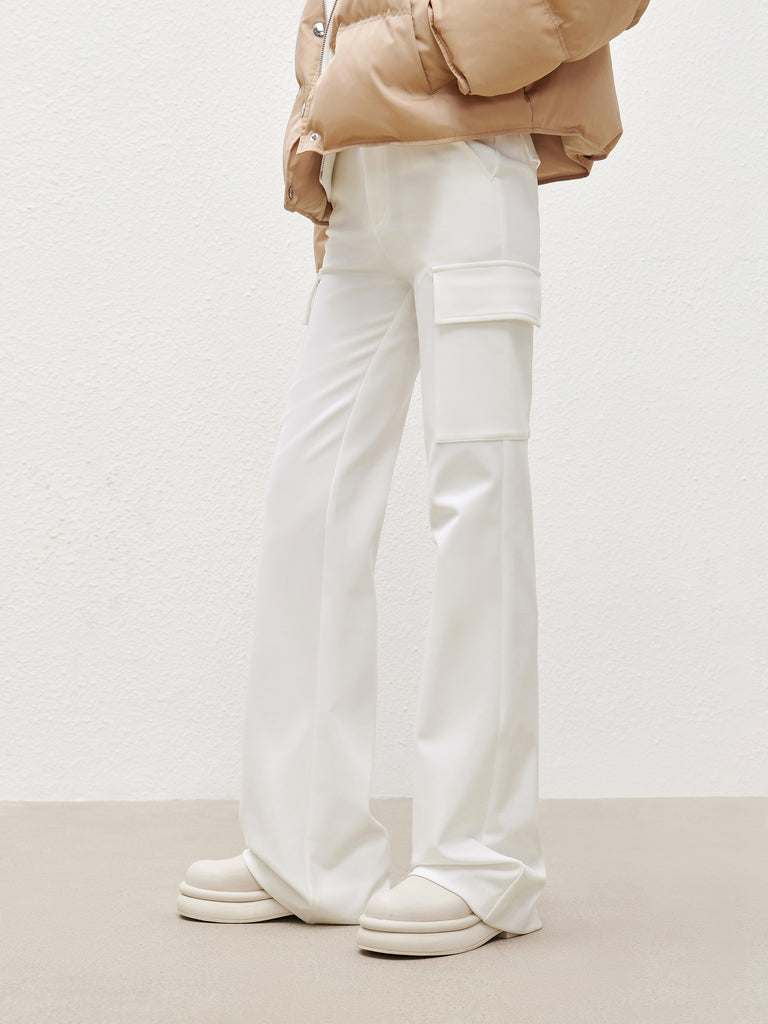 Pocketed Cargo White Straight Pants