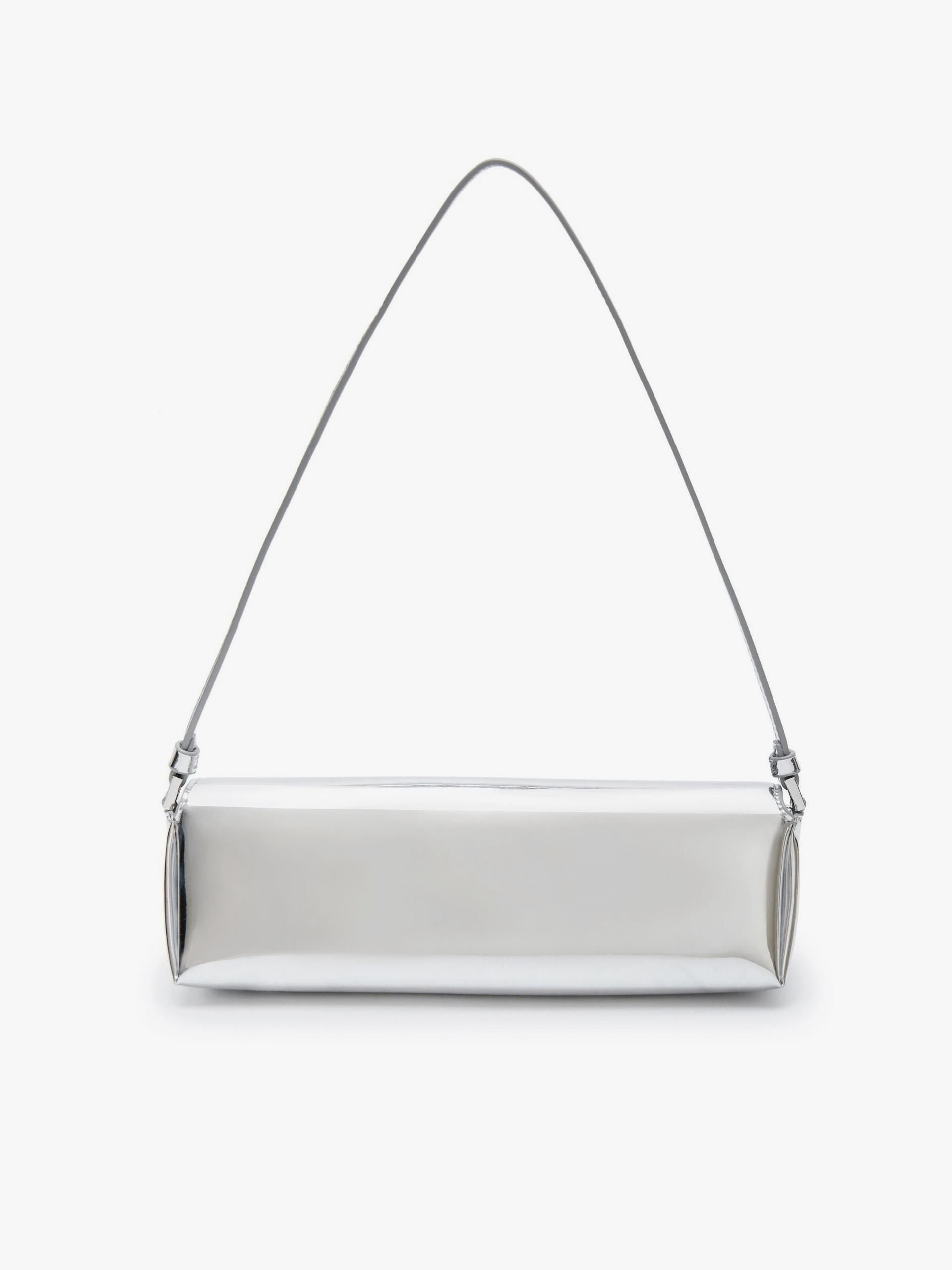 Faux Leather Baguette Bag in Sliver