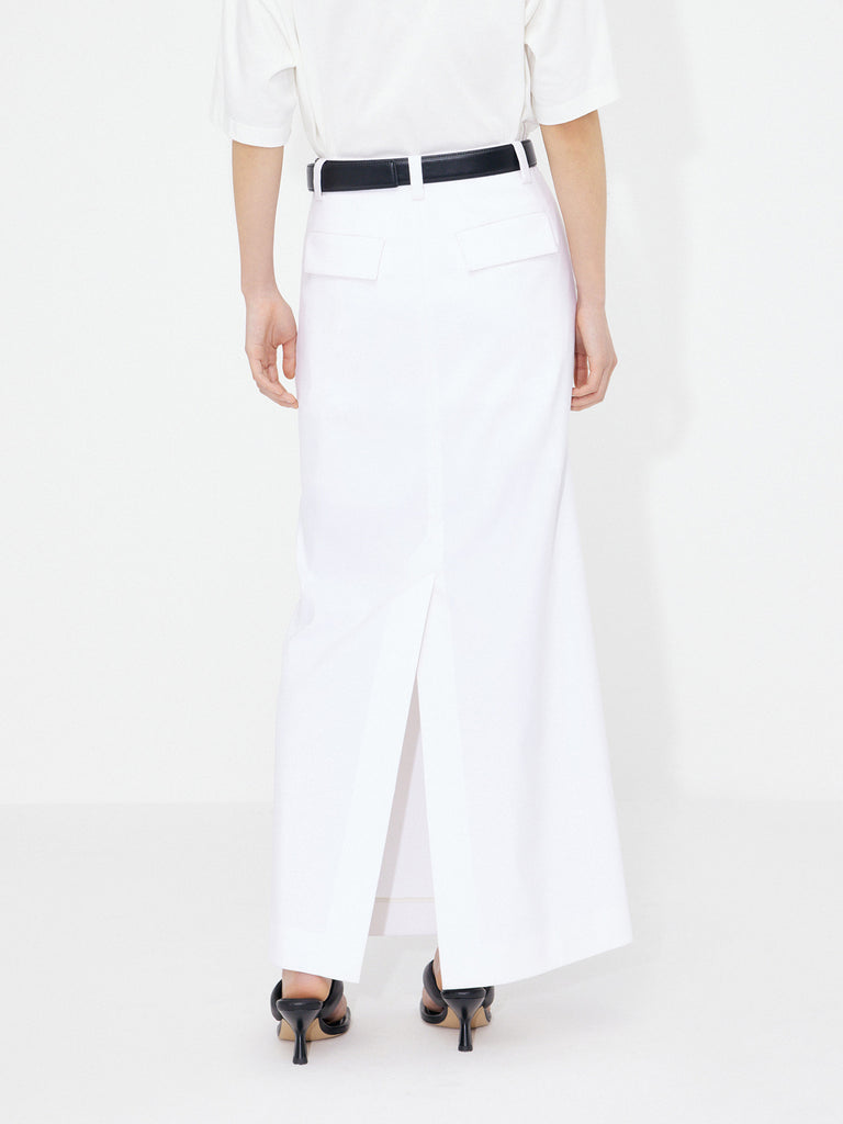 MO&Co. Women's Back Slit Mid-rise Maxi Skirt in White