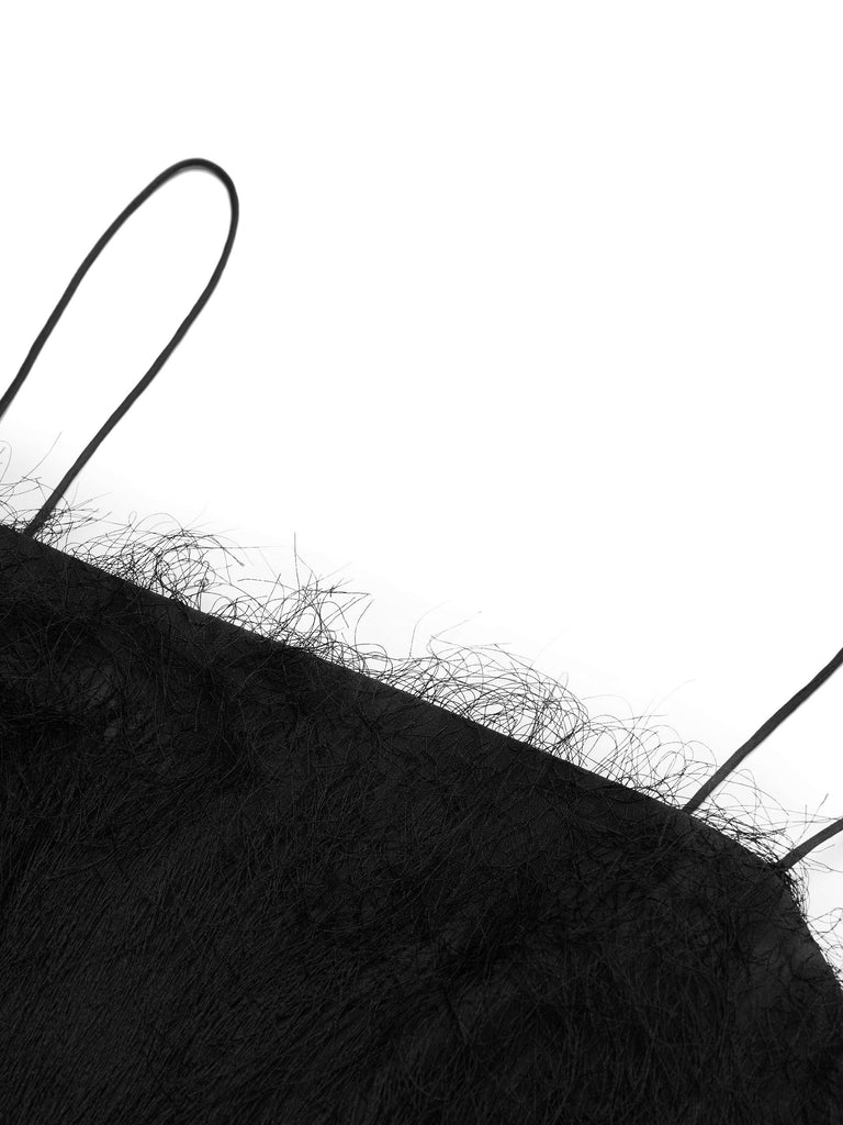 Fringe Detail Mini Cami Dress in Black