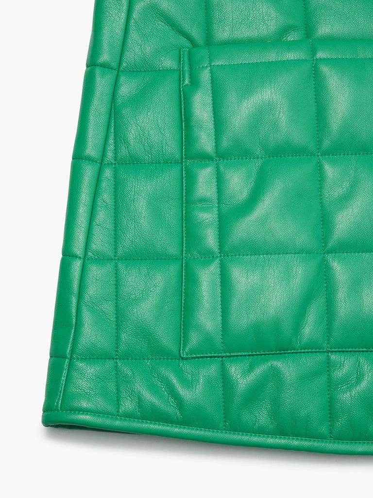 Green Faux Leather Cropped Jacket