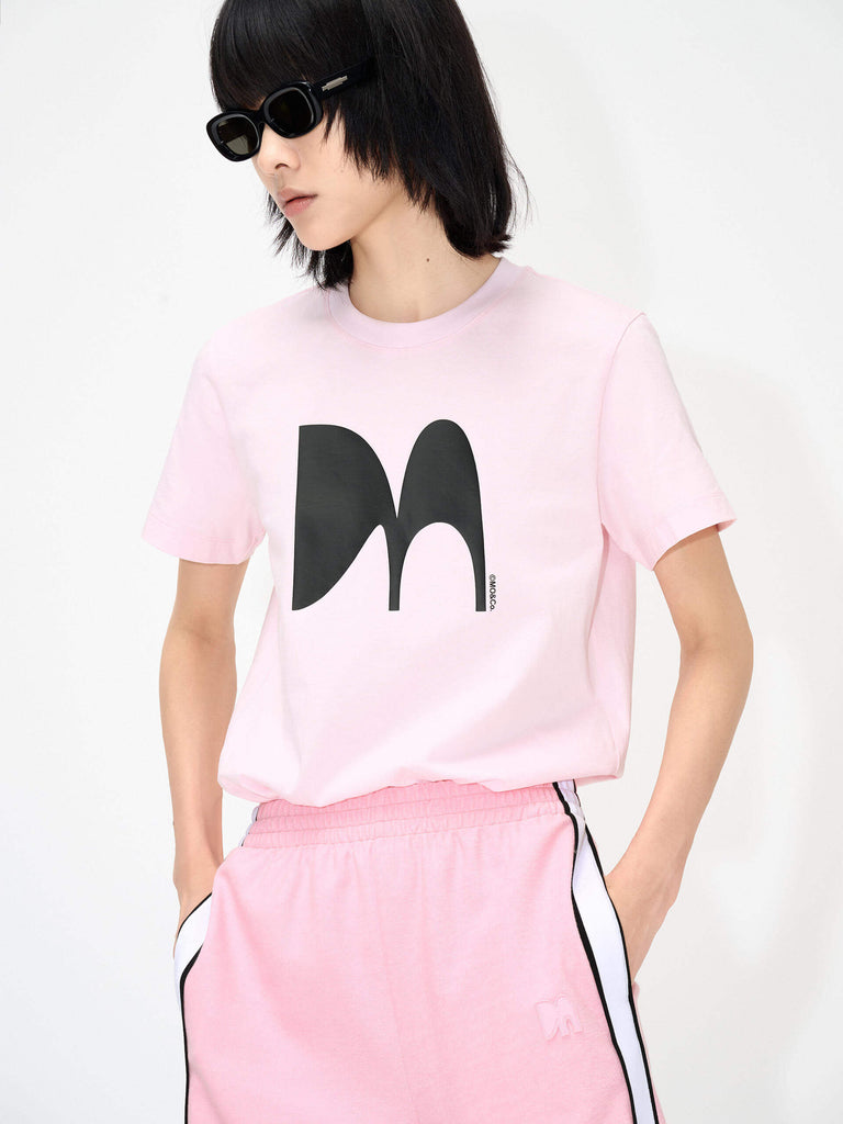 MO&Co Women's Logo Printed Cotton T-shirt in Pink boasts a regular fit and is crafted with breathable fabric for everyday comfort. Classic crewneck, short sleeves and M pattern print details make this piece stand out. Crafted from 100% cotton for natural breathability.